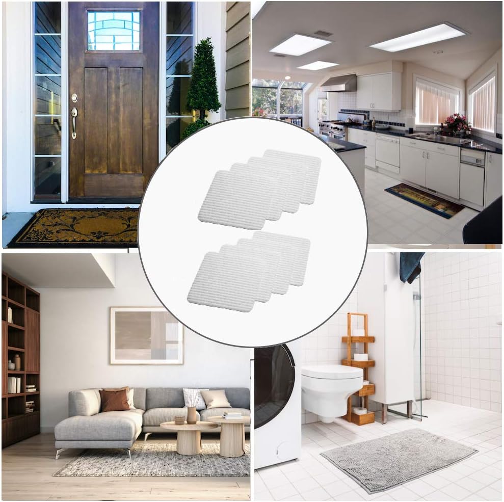 Home Techpro Rug Pads Grippers, 8 PCS Non Slip Washable Grippers, “Vacuum TECH” - New Materials to Anti Curling Rug Pad : Keep Your Rug in Place & Make Corner Flat and Easily Peel Off