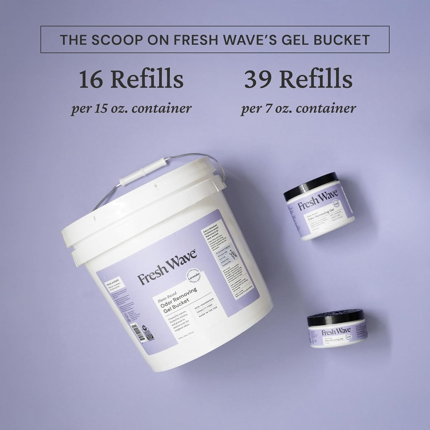 Fresh Wave Odor Removing Gel Bucket, 15.5 lb. (248 oz.) | Lavender Scent Refill | Odor Absorbers for Home | Safer Odor Relief | Natural Plant-Based Odor Eliminator | For Cooking, Trash & Pets