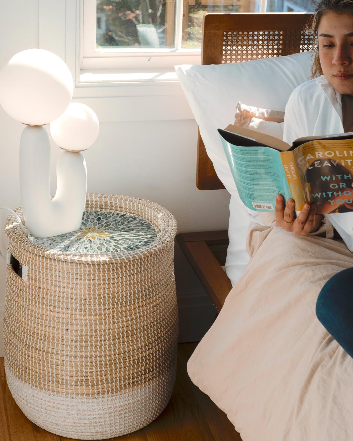 Round Seagrass Laundry Hamper with Lid, 2-Piece Set - Eco-Friendly Storage Basket for Clothes, Toys, and More - Natural Woven Design for Home, Bedroom, Bathroom