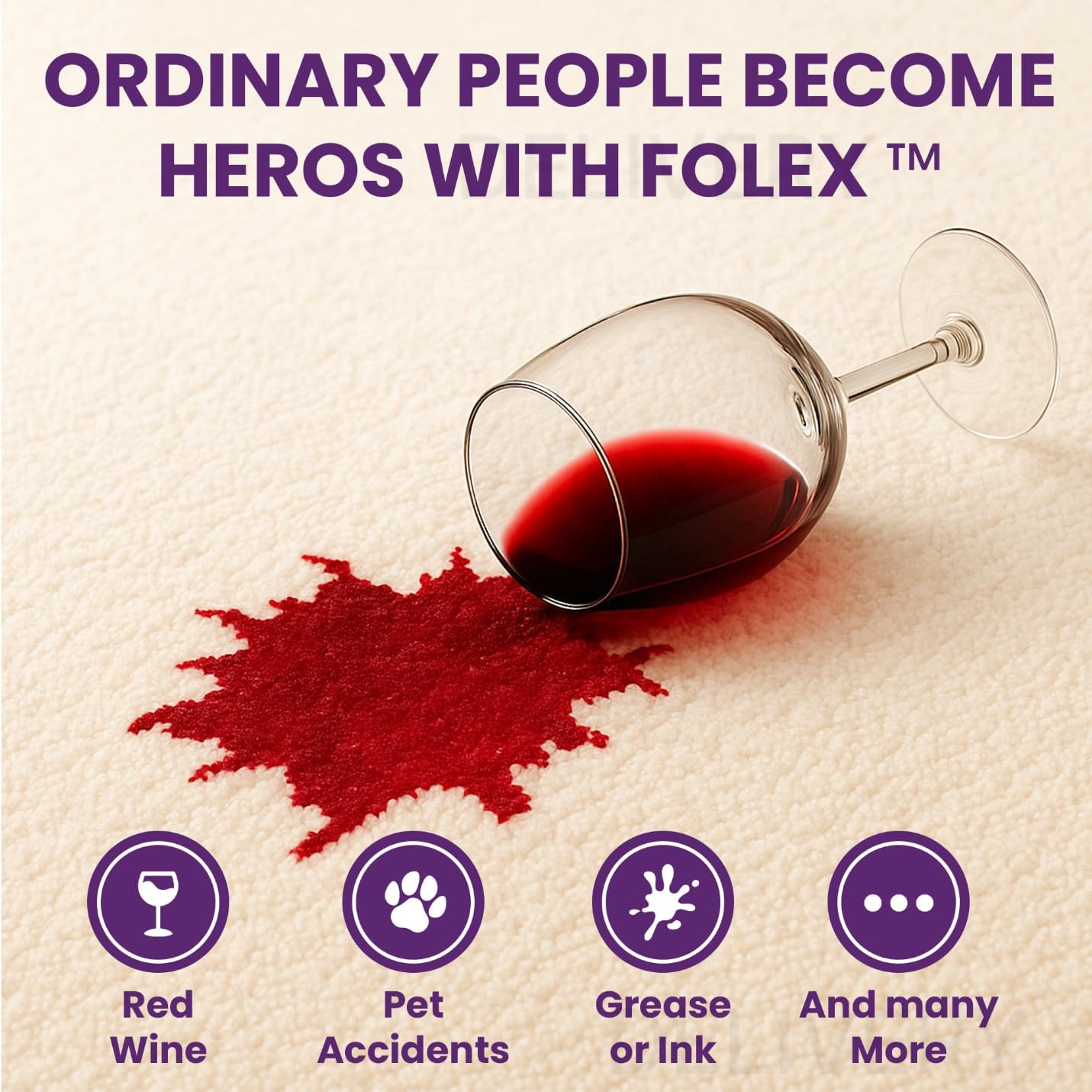FOLEX Instant Carpet Spot Remover 32 oz – Powerful Stain Remover for Carpets, Upholstery & Rugs – Eliminates Pet Stains, Grease, Red Wine, Food, Makeup & More – With Reusable Cleaning Cloth – 1 Pack