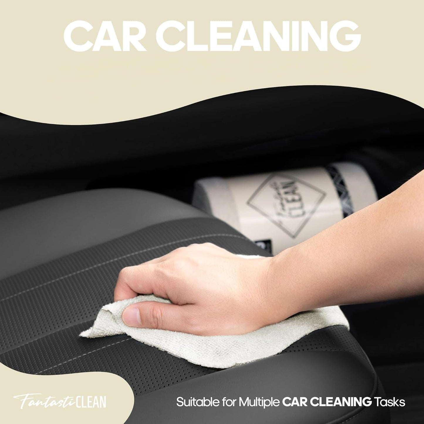 Fantasticlean Microfiber Cleaning Cloth Roll 4 Rolls 240 Pack, Tear Away Paperless Towels, 8" x 8", Reusable Washable Rags, Home Kitchen, Pet, Office, Indoor Outdoor, Compact and Portable (Off-White)