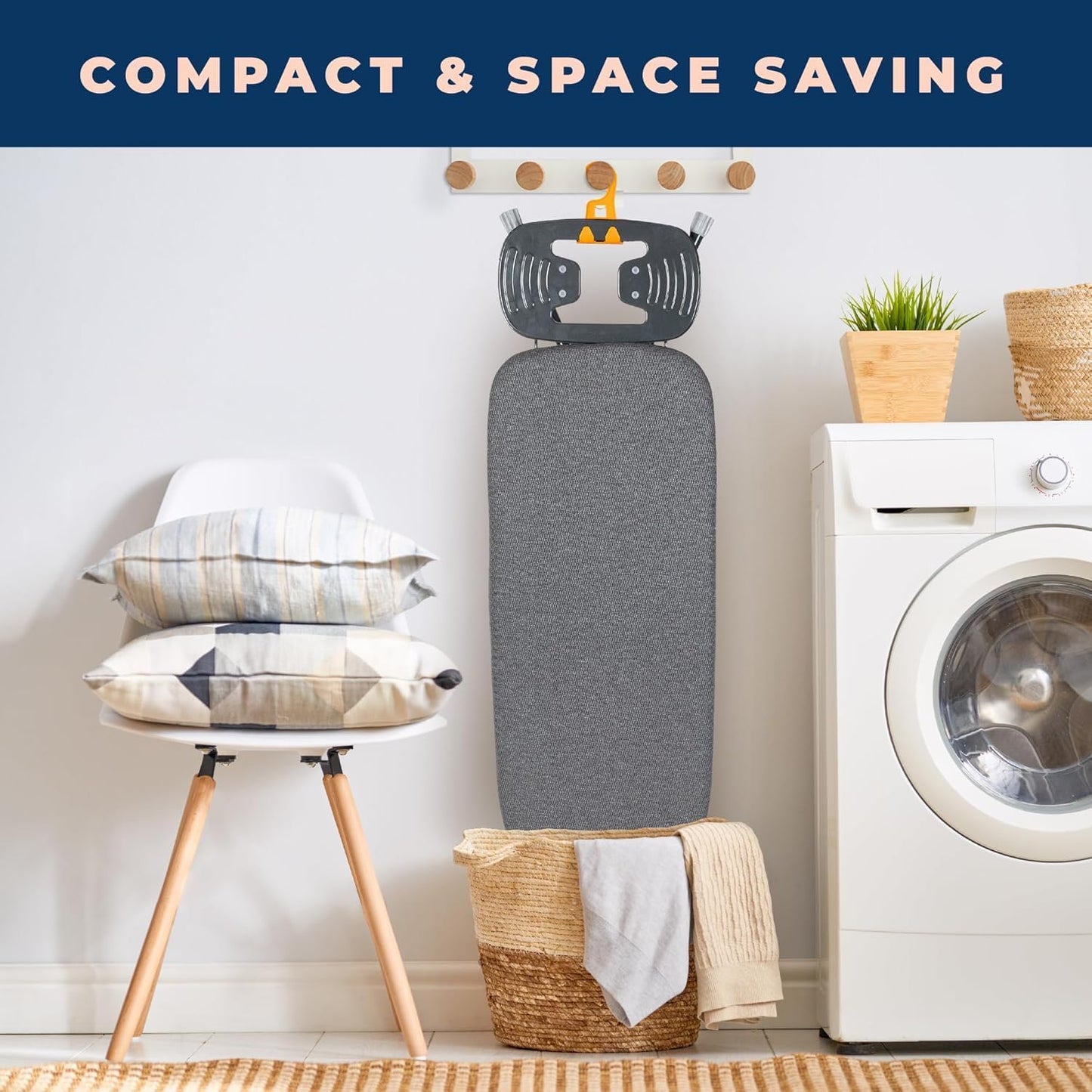 Ironing Board with Iron Rest, Iron Board with 3 Layers Extra Thick Cover, Compact and Space Saver Foldable Ironing Board, Adjustable Height, Easy Storage with Smart Hanger and Lightweight Design