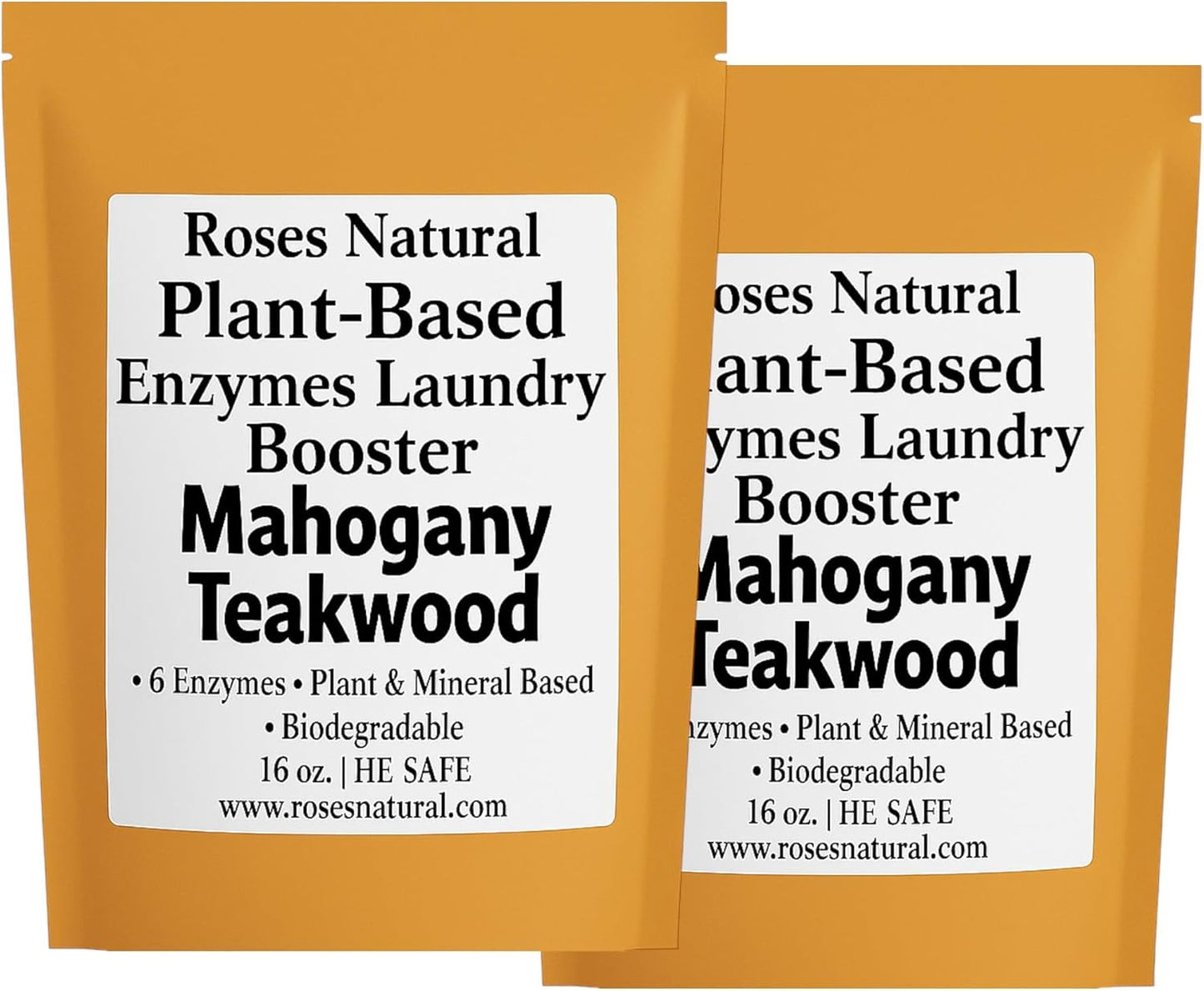 Natural Enzyme Laundry Booster – Mahogany Teakwood | Deep Clean for Sensitive Skin | Eco-Friendly, Biodegradable, HE Safe, 6 Enzymes Formula | 16 oz | Made in USA