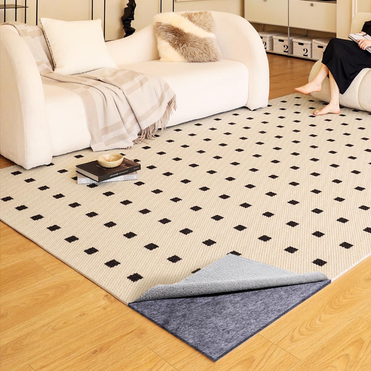 Extra Large Area Rug Cushioned Carpet Pad, 3x5 Ft, Thick Felt Pad for All Floors, Keeps Rug in Place Soft