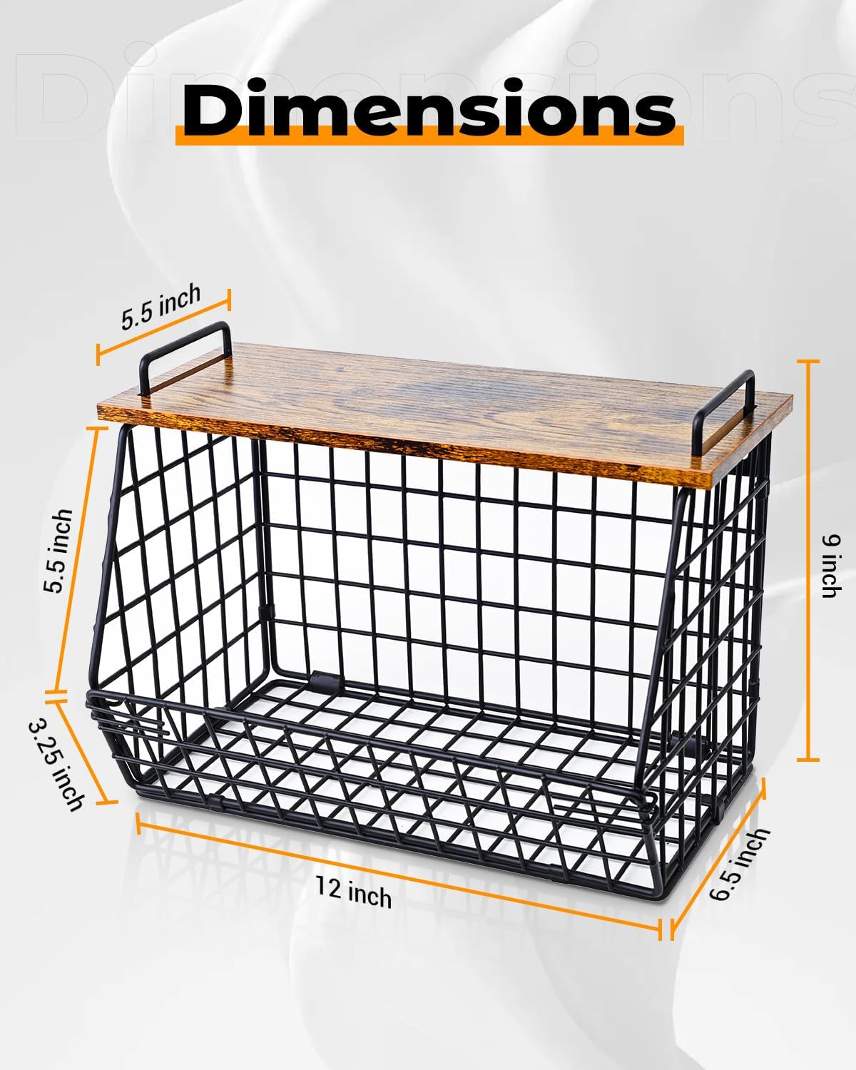 Extra Large Trash Bag Holder Under Sink, Wall Mounted Garbage Bag Dispenser Roll Holder for 13/33 Gallon Trash Bags, Kitchen/Pantry/Laundry Room Organization Basket Storage Bin, Tool-Free Assembly