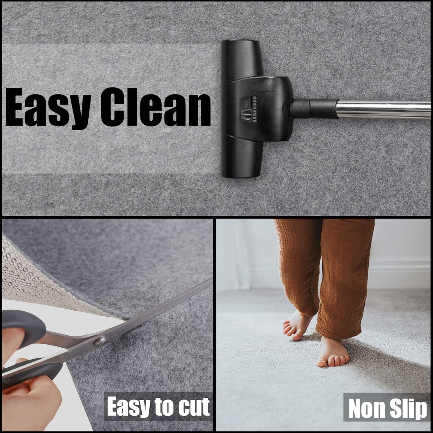 Non Slip Rug Pad Grippers - 4x6, 1/4" Thick, Felt + Rubber Double Layers Area Carpet Mat Tap, Provides Protection and Cushioning for Hardwood or Tile Floors