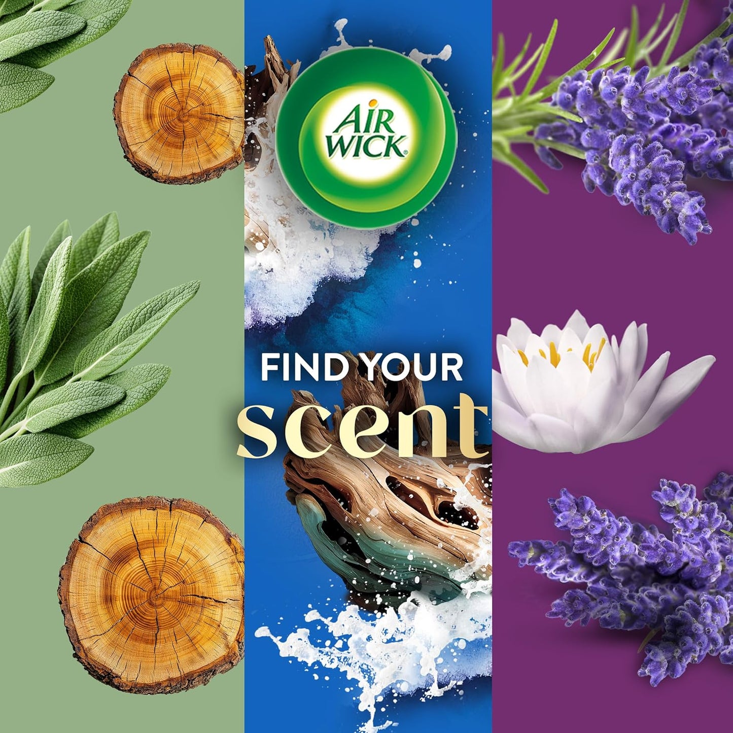 Air Wick Plug in Scented Oil Refill, 5ct, White Sage & Mahogany, Air Freshener, Essential Oils