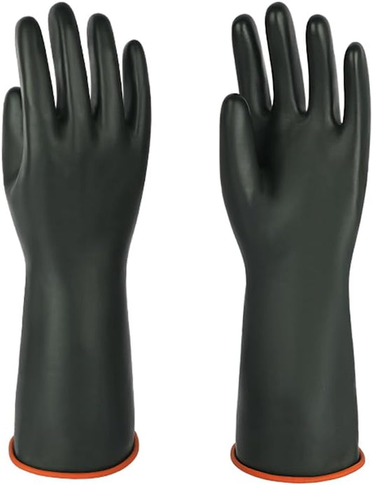 Heavy-Duty Latex Chemical Resistant Gloves - Reusable Long Rubber Dishwashing Gloves with Forearm Protection for Men - Waterproof, Industrial Safety Gear, Acid & Alkali Resistant, Oil-Proof,14“，1 Pair