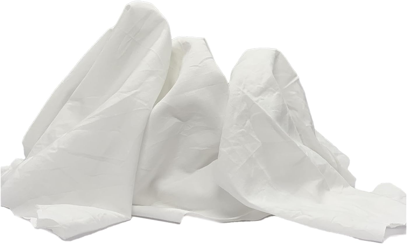 Recycled White Sheeting Cleaning Rags (600 lbs. Pallet 120x5 lbs. Box) – Lint Free White Cotton Cloths for Manufacturing | Automotive | Janitorial | Shop Rags Bulk - Multipurpose