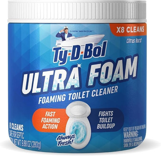 Ty-D-Bol Ultra Foam Toilet Bowl Cleaner - Provides Up to 8 Cleans - Citrus Scent - Fights Buildup and Eliminates Stains Using Immediate Foaming Action