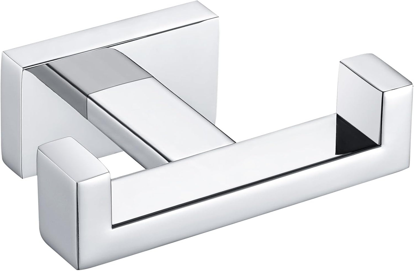 Angle Simple Bathroom Towel Hook, SUS 304 Stainless Steel Hand Towel Double Hook for Wall, Robe Coat Holder, Polished Chrome