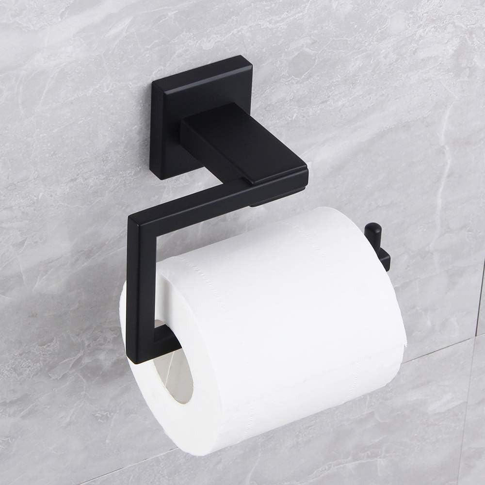 Matte Black Toilet Paper Holder SUS 304 Stainless Steel Wall Mounted Toilet Tissue Roll Holder for Bathroom