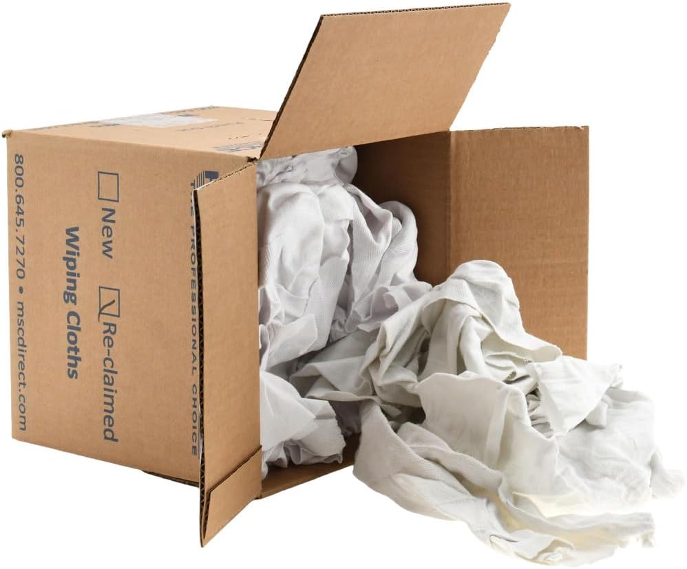 PRO SOURCE Reclaimed White Cotton T-Shirt Cloth Shop Rags, Sold by Weight (25 lb)