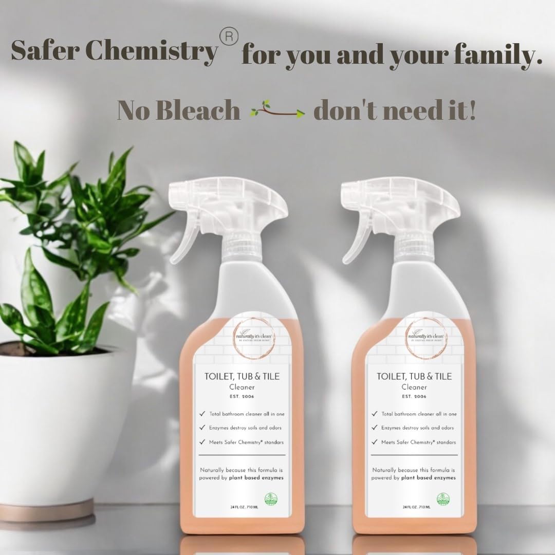 naturally it's clean Bathroom Cleaner | Toilet, Tub, Tile, Shower & Sink | Plant-Based Enzymes | Removes Soap Scum & Hard Water Buildup | Odor Eliminator | Septic Safe | Made in USA - 2 Pack