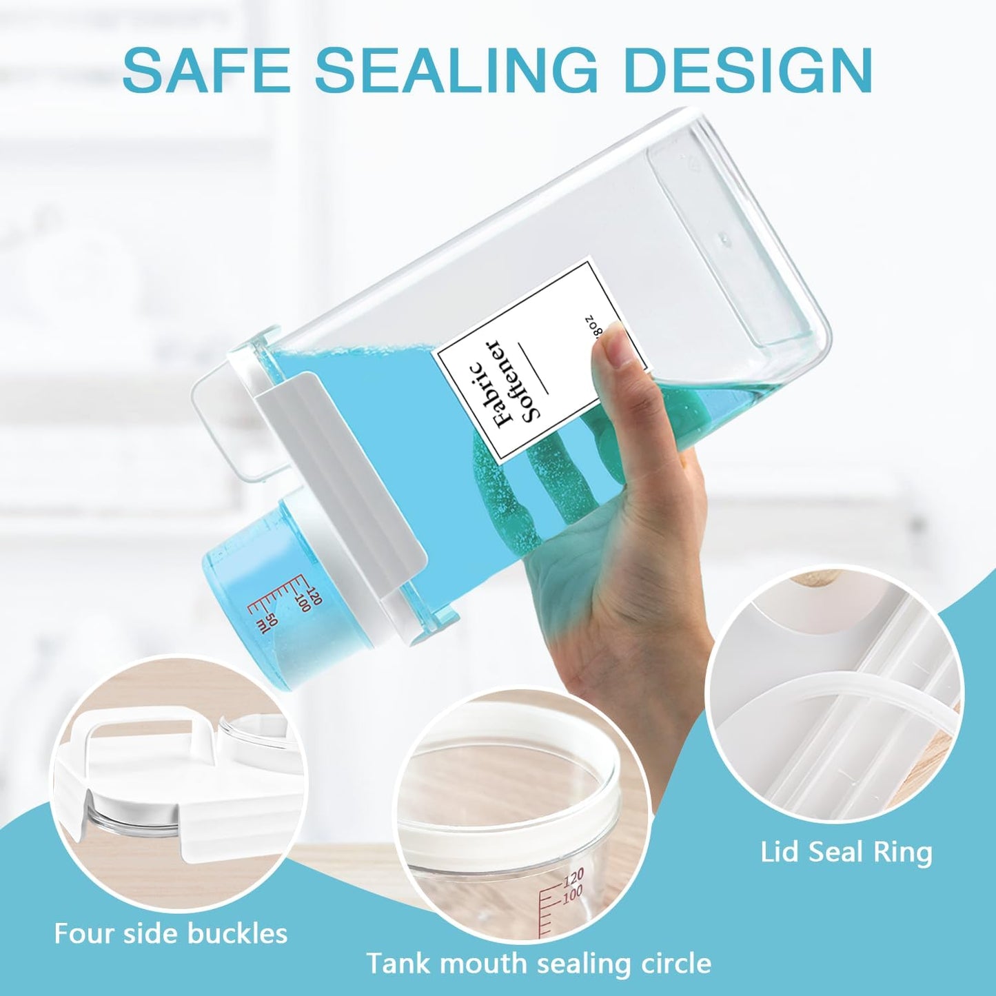 3 Pack Laundry Detergent Dispenser, 78oz Laundry Soap Dispenser, Refluxable Laundry Detergent Container, Plastic Liquid Laundry Detergent Dispenser for Laundry Room Organization with 6 Labels