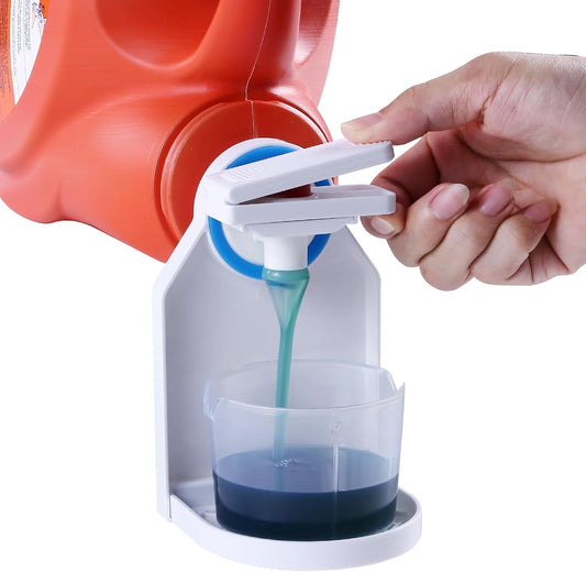 Laundry Detergent Dispenser Cup Holder & Nozzle Force-Saving Switch, Drip Catcher, Soap Dispenser, Room Organization and Storage