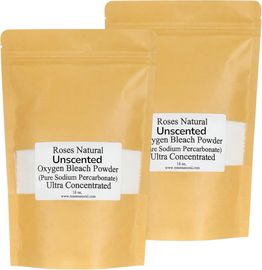 Pure Oxygen Bleach Powder, 32 oz. Ultra Concentrated Bleach Alternative, Pure Sodium Percarbonate, Chlorine Free, Pure Essential Oil, Color Safe Brightener (Unscented - 32 oz)