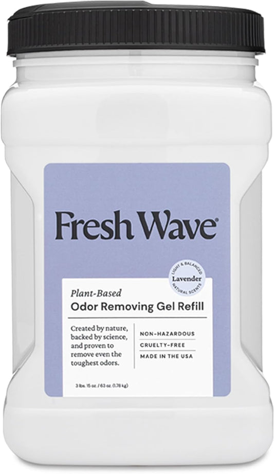 Fresh Wave Lavender Odor Removing Gel Refill, 63 oz. - Safer Odor Absorbers for Home, Natural Plant-Based Odor Eliminator, Every 15 oz. lasts 30-60 Days, For Cooking, Trash & Pets