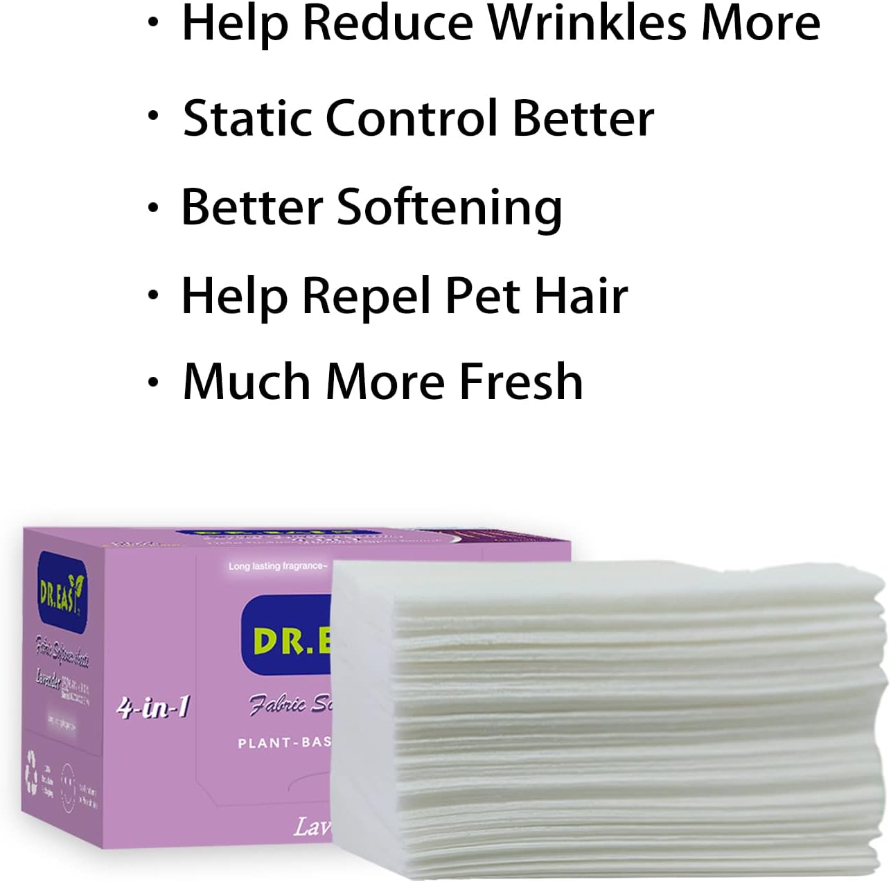 DR.EASY Dryer Sheets Plant Based Formula 252 Ct Fabric Softener sheets for Laundry Lavender Essential Oil Scented No Artificial Fragrances No Dyes Reduce Static & Wrinkles Help Repel Pet Hair
