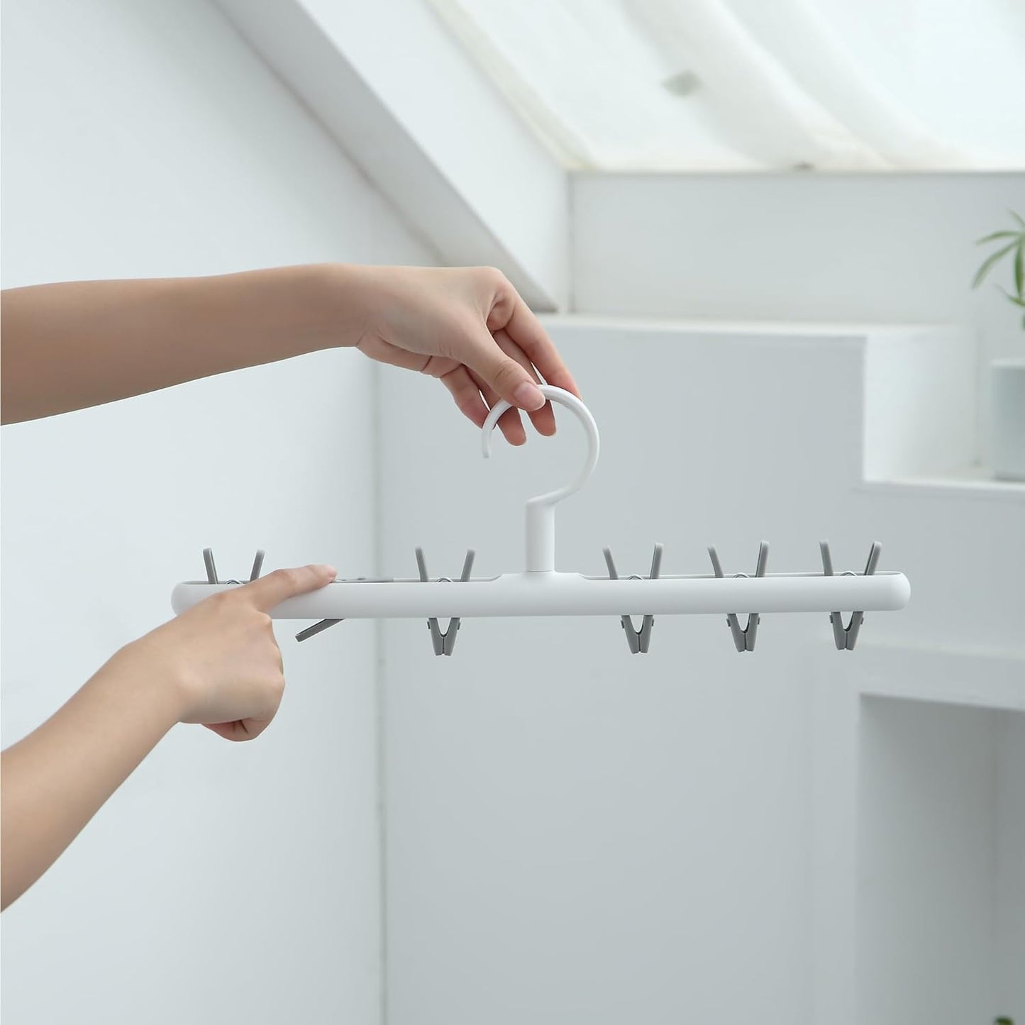 Clothes Hanger 2 Pack Clothes Drying Racks Windproof for Drying Socks Bras Underwears Baby Clothes Hats Scarfs Towels Pants and Gloves Diaper Grey Orange