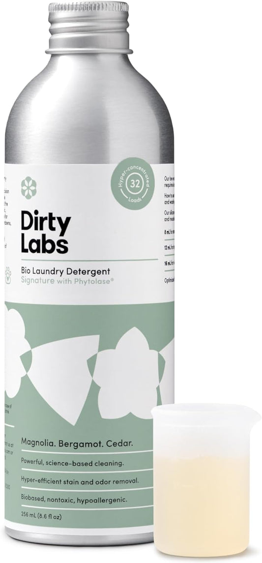Dirty Labs | Signature Scent | Bio-Liquid Laundry Detergent | 32 Loads (8.6 fl oz) | Hyper-Concentrated | High Efficiency & Standard Machine Washing | Nontoxic, Biodegradable | Stain & Odor Removal