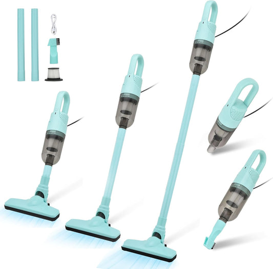 Handheld Vacuum Cleaner,Ultra-Lightweight Mini Portable Vacuums for Home, 6 in 1 Stick Vac Cleaners for Car,Pet Hair,Carpet（Green Corded