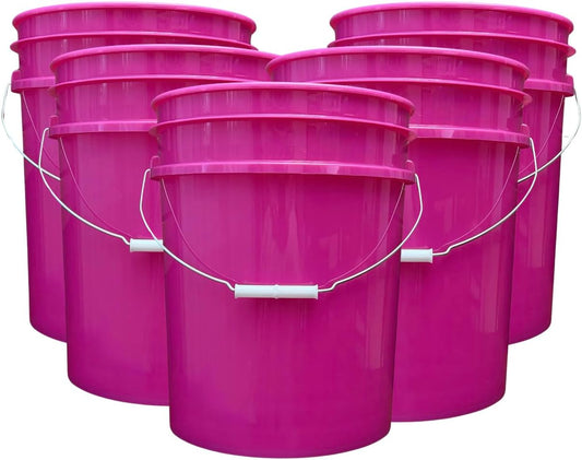 House Naturals 5 Gallon Premium HPDE Plastic Bucket - Made in USA Food Grade Storage Container, BPA Free All Purpose Pail (5, Magenta)