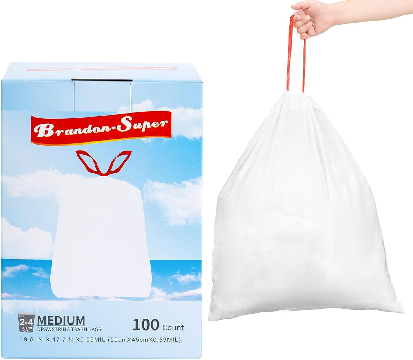 Small Trash Bag 4 Gallon Drawstring Garbage Bags For Small Trash Cans 2-4 Gallon, Office kitchen Bathroom, Thickened Stretchy (100 Count)