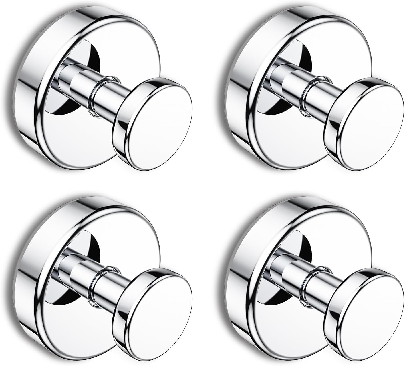 Suction Cup Hooks for Shower, Removable Towel Hooks for Bathroom Window Glass Door Wall, Bath Robe Looafh Hook for Hanging - 4 Pack, Chrome