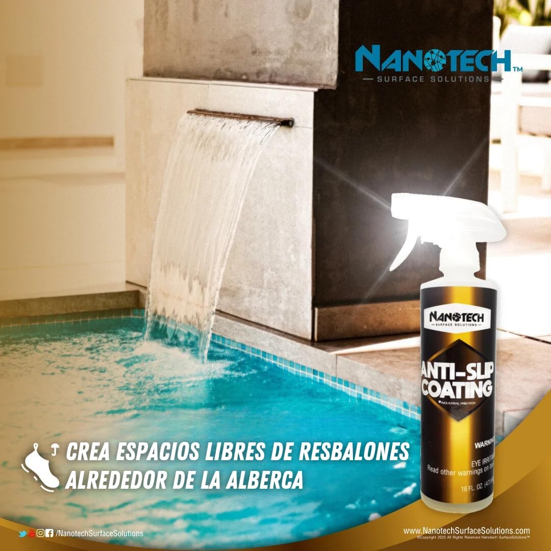 Nanotech Surface Solutions Anti-Slip Coating - Increases Friction Coefficient- Reduces Slip & Fall Accidents Due to Wet Floors - For Polished Granite, Porcelain & Ceramic Tile (16 Oz.)