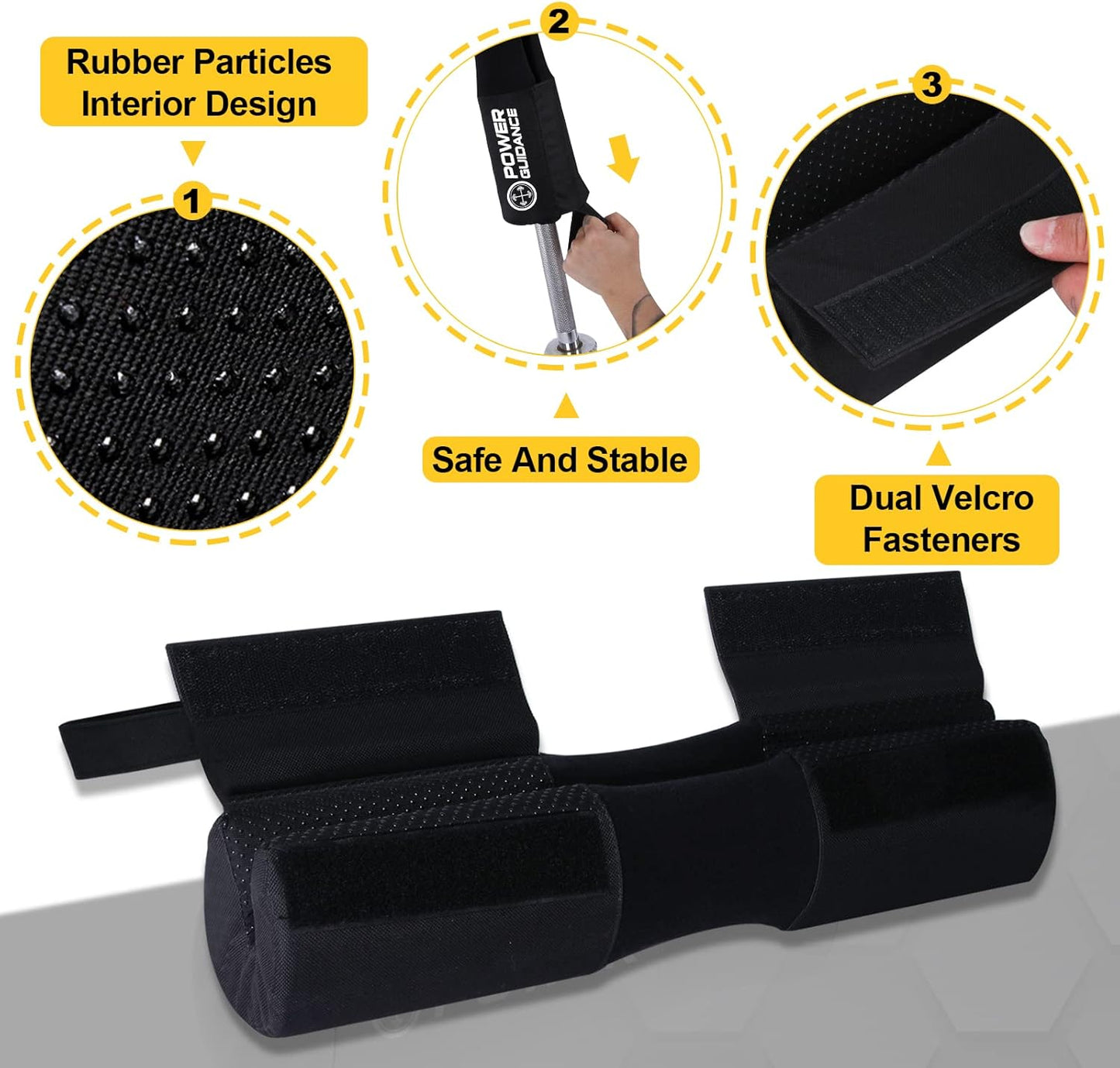 POWER GUIDANCE Barbell Squat Pad - Neck & Shoulder Protective Pad Anti-Skid Points for Squats, Lunges, Hip Thrusts, Weightlifting - Fit Standard and Olympic Bars