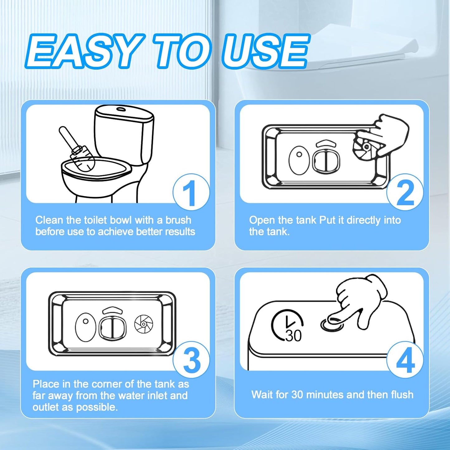 KIISIISO Toilet Bowl Cleaner Tablets 80 PACK, Automatic Bleach Toilet Tank Cleaners, Bathroom Long-Lasting Freshness, Slow-Releasing Powerful Deodorizing & Descaling