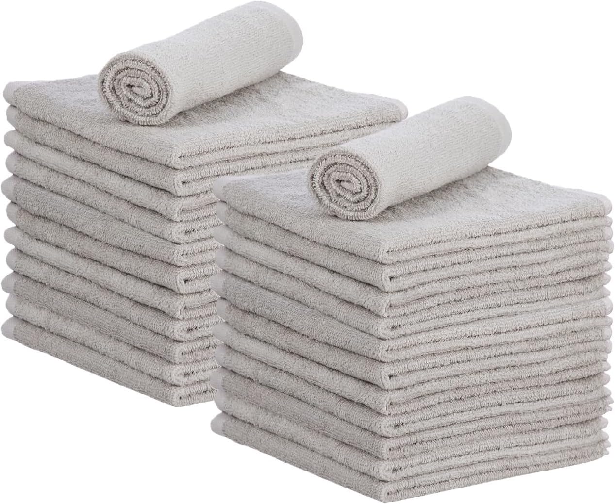 Superio Cotton Terry Washcloths Grey Towels 100% Cotton Cleaning Cloth 16" Rags Wash Clothes for Body and Face, Spa Towels, Multi Purpose (24, 12"x12")