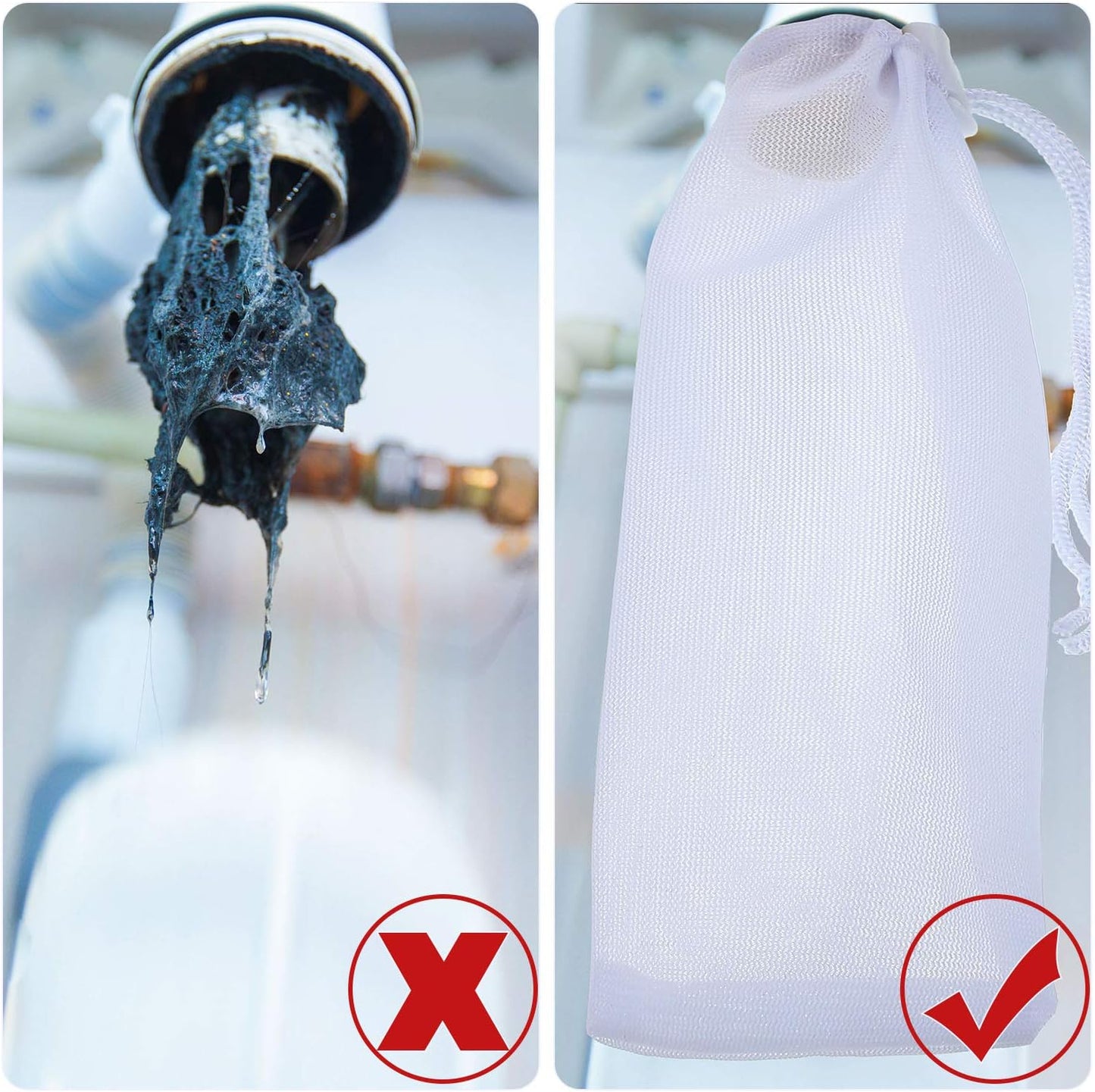 Lint Traps Catcher for Washing Machine Nylon Mesh Lint Traps for Home Laundry Washing Machine Drain Systems Discharge Hoses Filter, 9.4 x 3.1 Inch (6 Pieces)