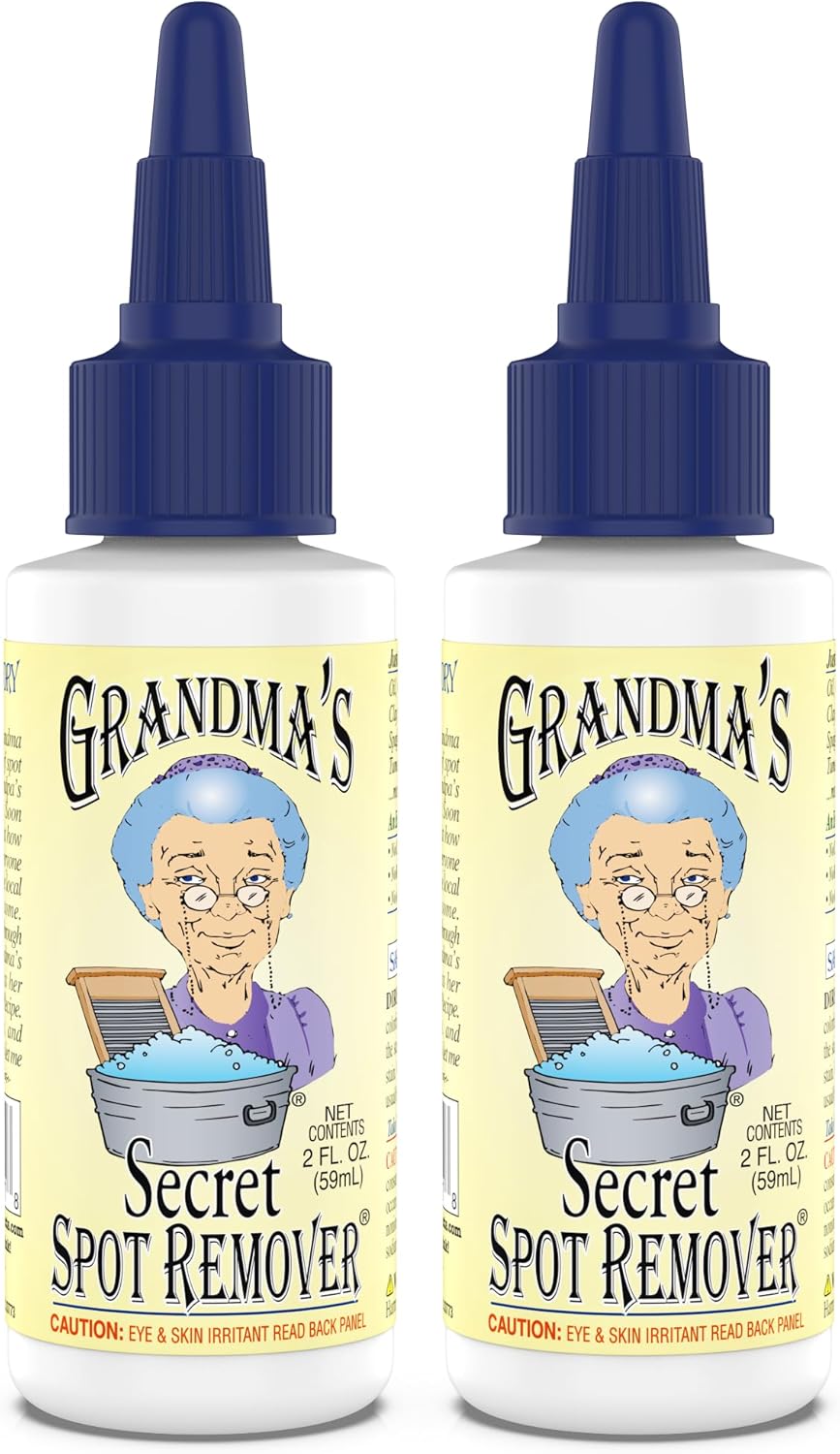 Grandma's Secret Spot Remover for Clothes - Chlorine, Bleach and Toxin-Free - Fabric Stain Remover Removes Oil, Paint, Blood and Pet Stains – 2 Ounce, Pack of 2