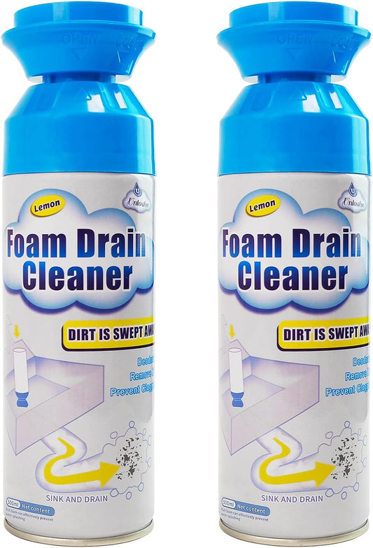 Drain Cleaner, Foaming Drain Cleaner and Deodorizer, Sink Cleaning Foam, Drains Clog Remover for Kitchen Bathroom Drains, Sinks, Tubs (2PCS)