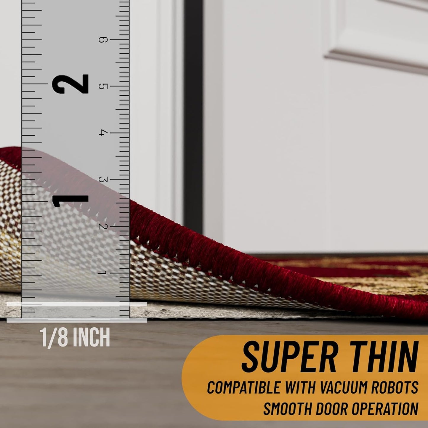 Ottomanson 2'7" x 8' Non-Slip Rug Pad Gripper 1/12 Inch Ultra Thin Dual Surface Felt + Rubber Gripper - Safe for All Floors, Cream