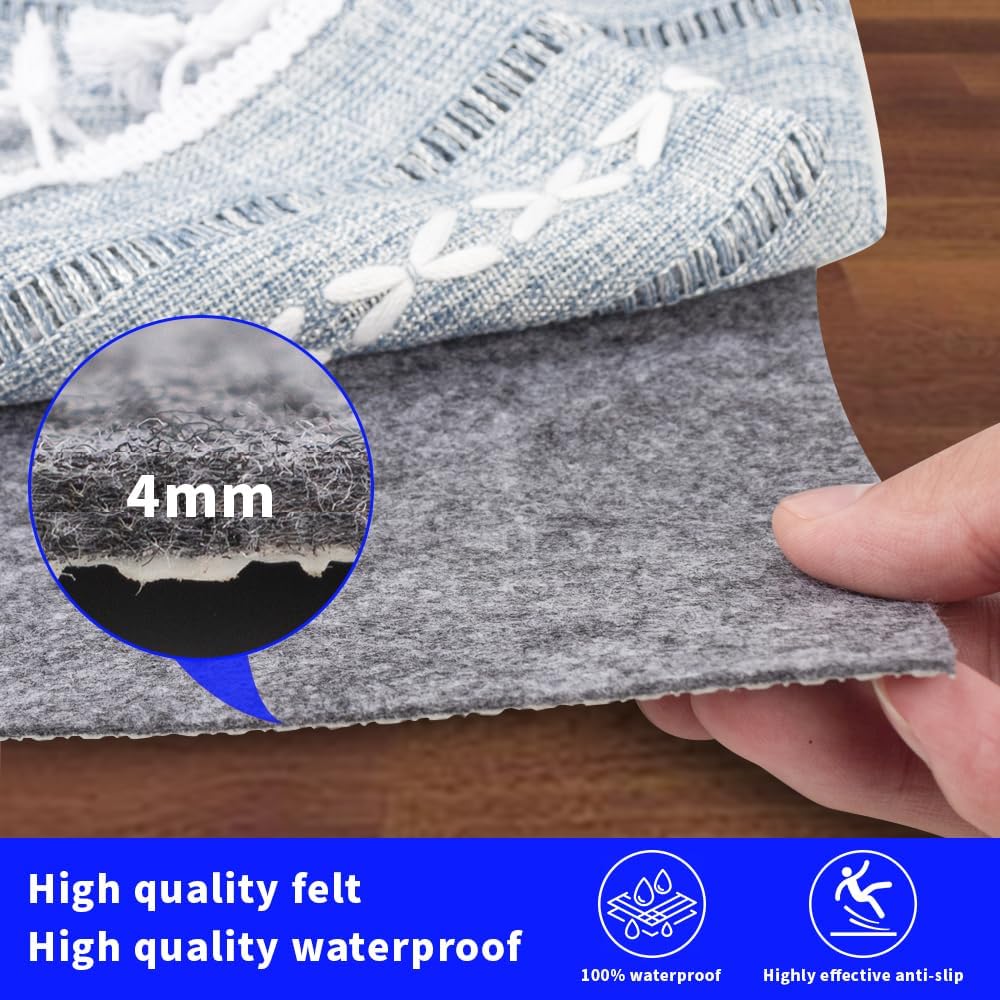 100% Waterproof Non-Slip Rug Pad 10x14 ft for Large Area Rugs Durable Felt Floor Protection pad for All Floors, Suitable for Cutting. Rug Pads Keep Rugs in Place and Provide Cushioning