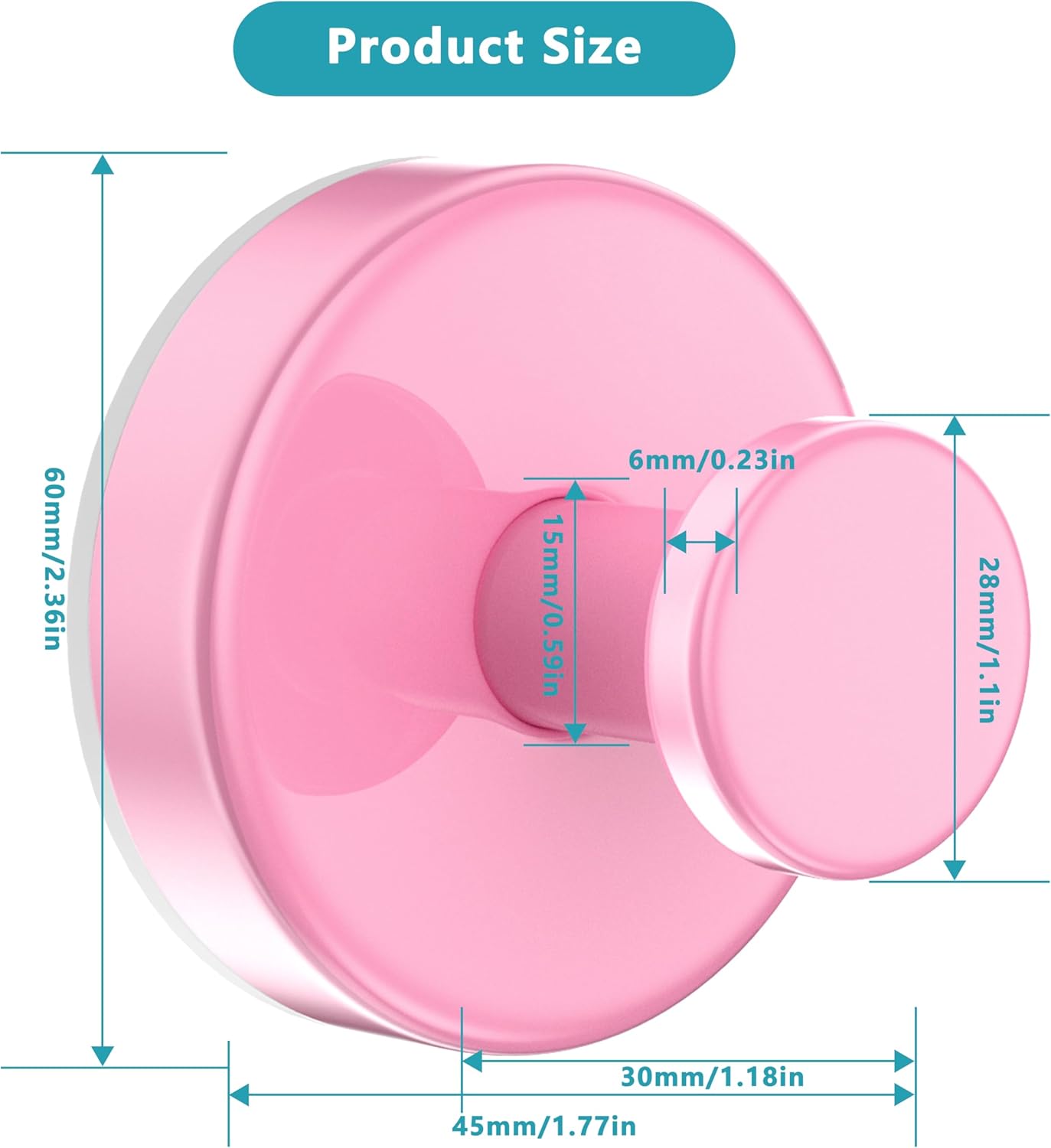 Suction Cup Hooks for Shower,Removable No Drill Towel Hooks,Upgraded 15 lbs Strong Suction hooks for Bathroom Tile,Shower Wall,Glass Door,Kitchen-Loofah,Coat,Stainless Waterproof-Pink 4 Pcs