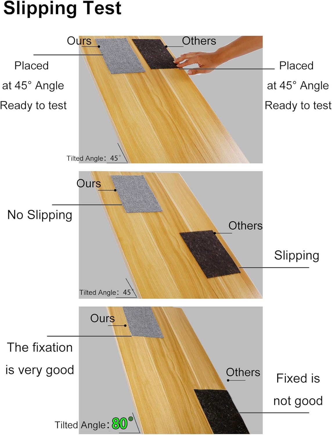 Non Slip Rug Pad Grippers - 5x7, 1/8" Thick, (Felt + Rubber) Double Layers Area Carpet Mat Tap, Provides Protection and Cushioning for Hardwood or Tile Floors