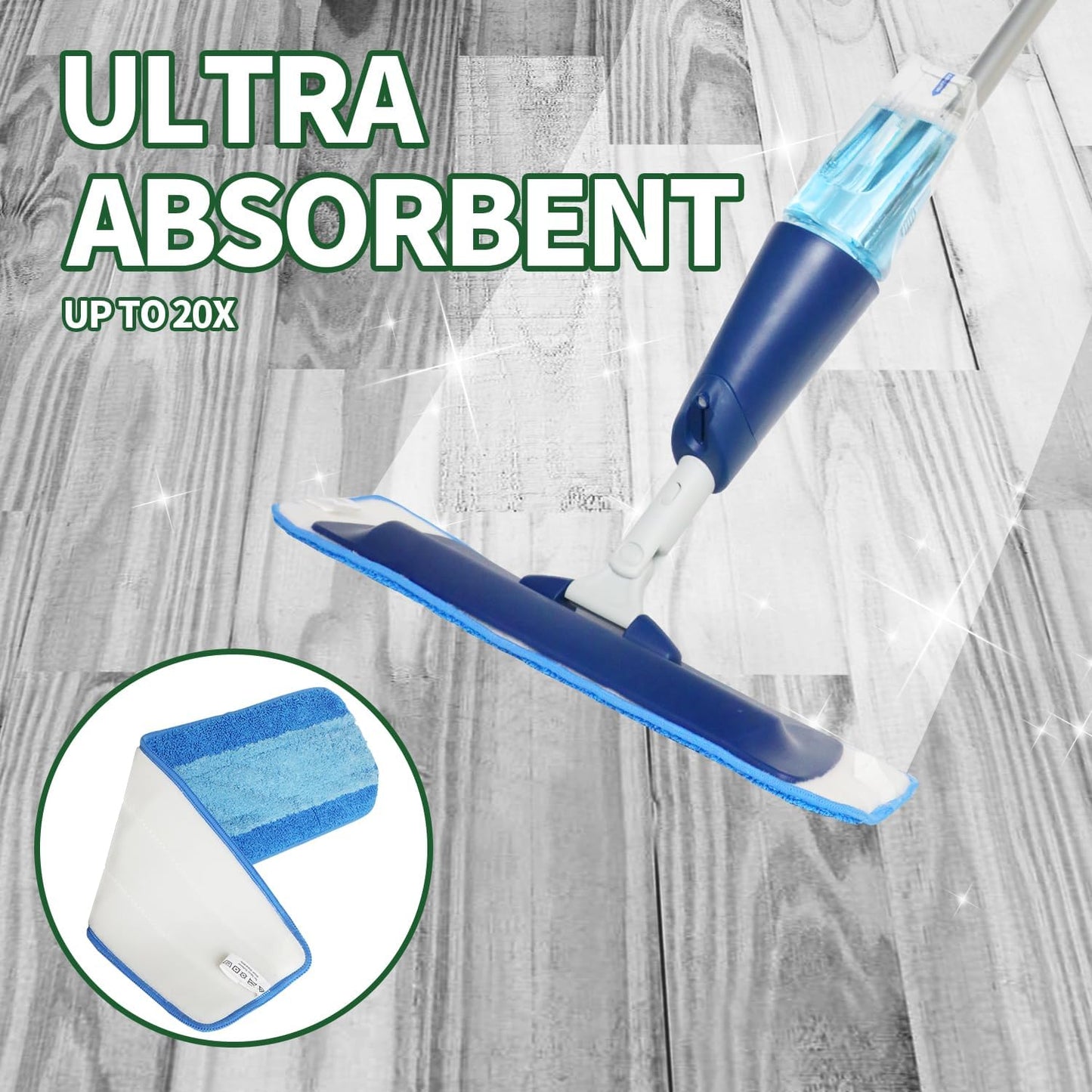 10 Pack Microfiber Cleaning Pads for Bona Mop, Reusable Microfiber Mop Pads for 18 Inch Mop, Hardwood & Hard Surface Floors Replacement Cleaning Mop Pads, Machine Washes