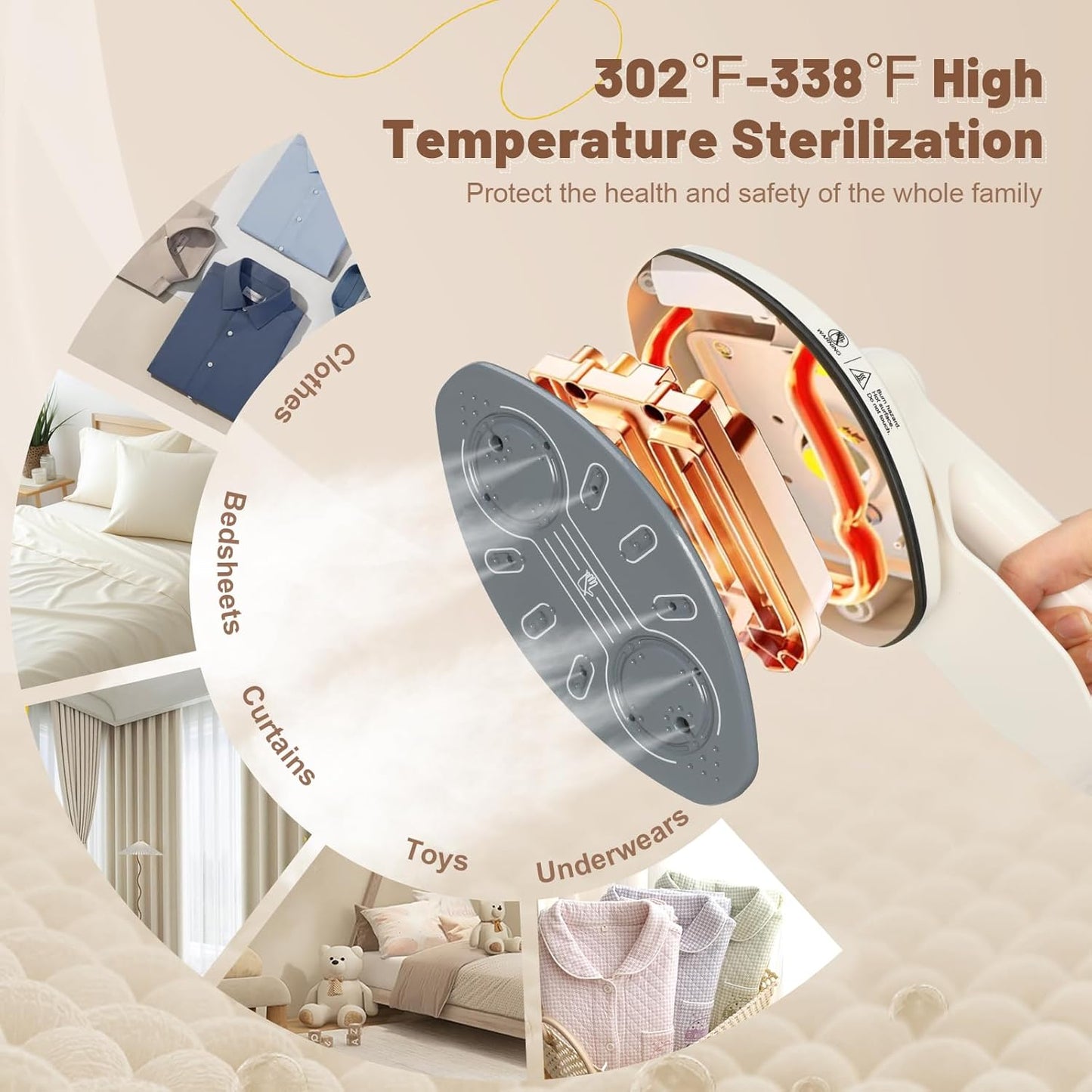 Standing Garment Steamer 1500W Professional Steamer for Clothes 25s Fast Heat-up with Rotating Ironing Head 1.6L/54 fl.oz Water Tank, Self-cleaning Function, Foldable Ironing Board, Ironing Gloves