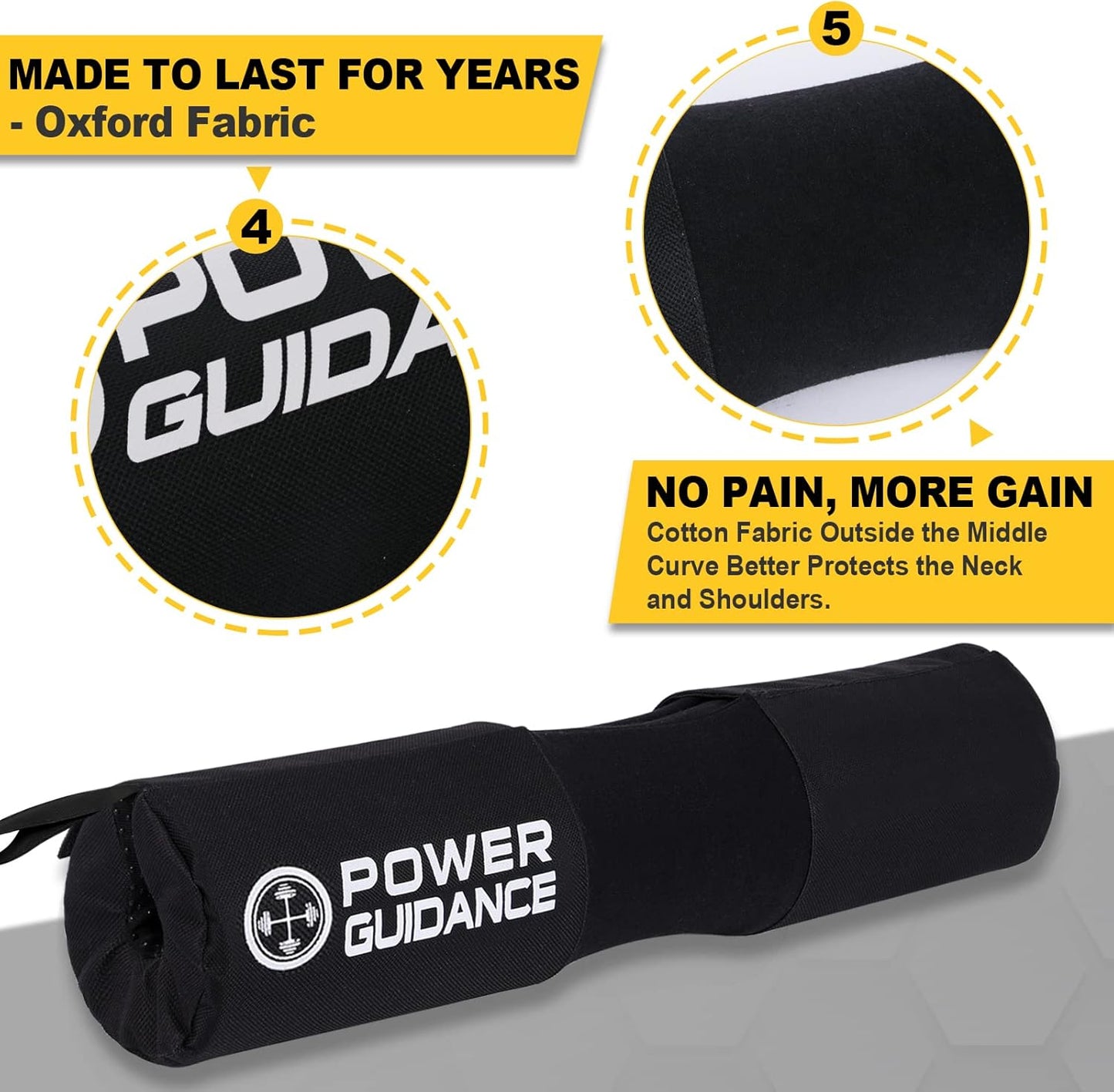 POWER GUIDANCE Barbell Squat Pad - Neck & Shoulder Protective Pad Anti-Skid Points for Squats, Lunges, Hip Thrusts, Weightlifting - Fit Standard and Olympic Bars