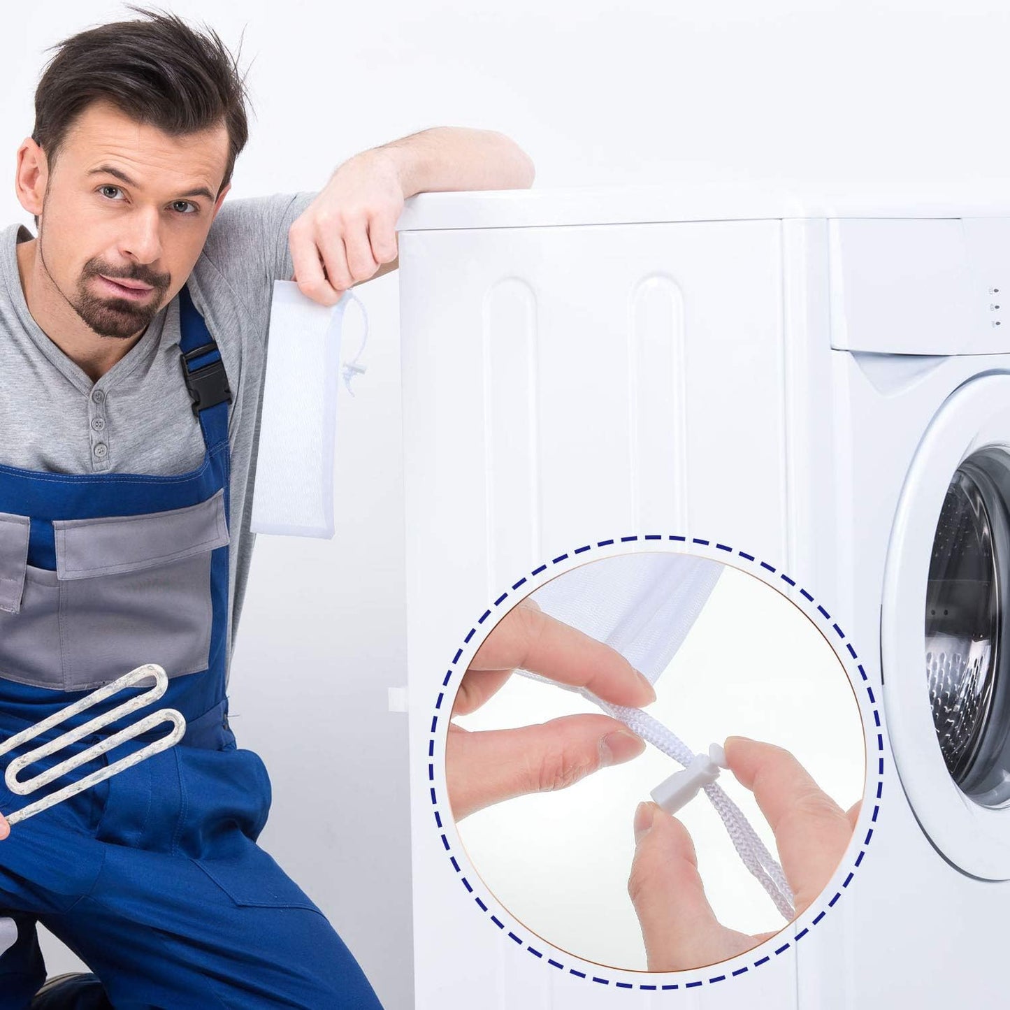 Lint Traps Catcher for Washing Machine Nylon Mesh Lint Traps for Home Laundry Washing Machine Drain Systems Discharge Hoses Filter, 9.4 x 3.1 Inch (12 Pieces)