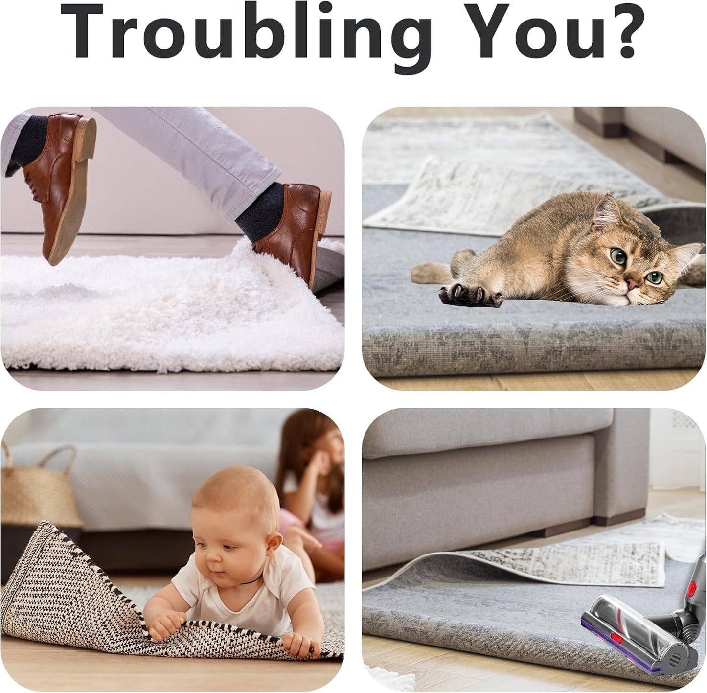 24 PCS Carpet Tape,Carpet Edge Anti - Curling Fixer, Non-Slip Carpet Pad Suitable for Tiles and Hardwood Floors (24PCS L Shape)