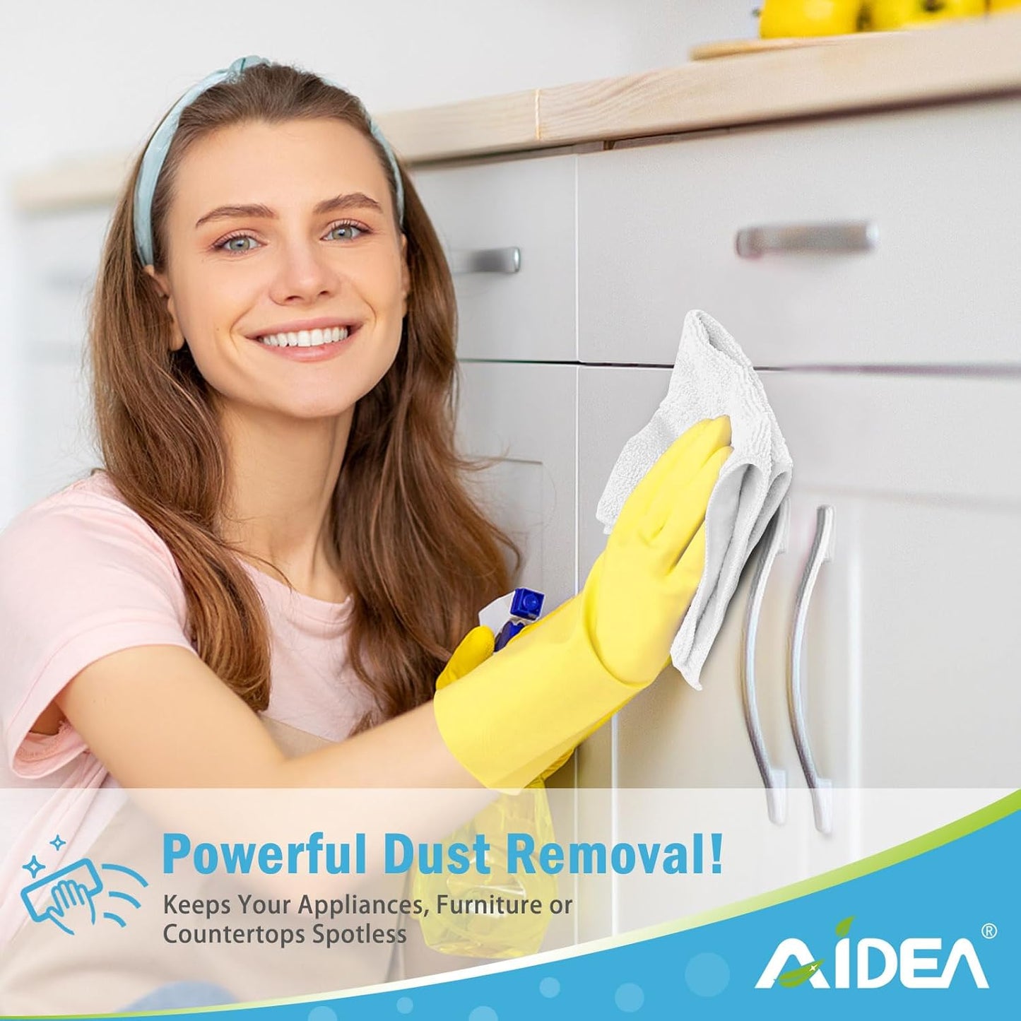 AIDEA Microfiber Cleaning Cloth-50PK, Soft Microfiber Towels for Cars, Absorbent Cleaning Rags, Lint-Free Streak-Free Wash Cloths for House, Kitchen, Window(12in.x12in), White