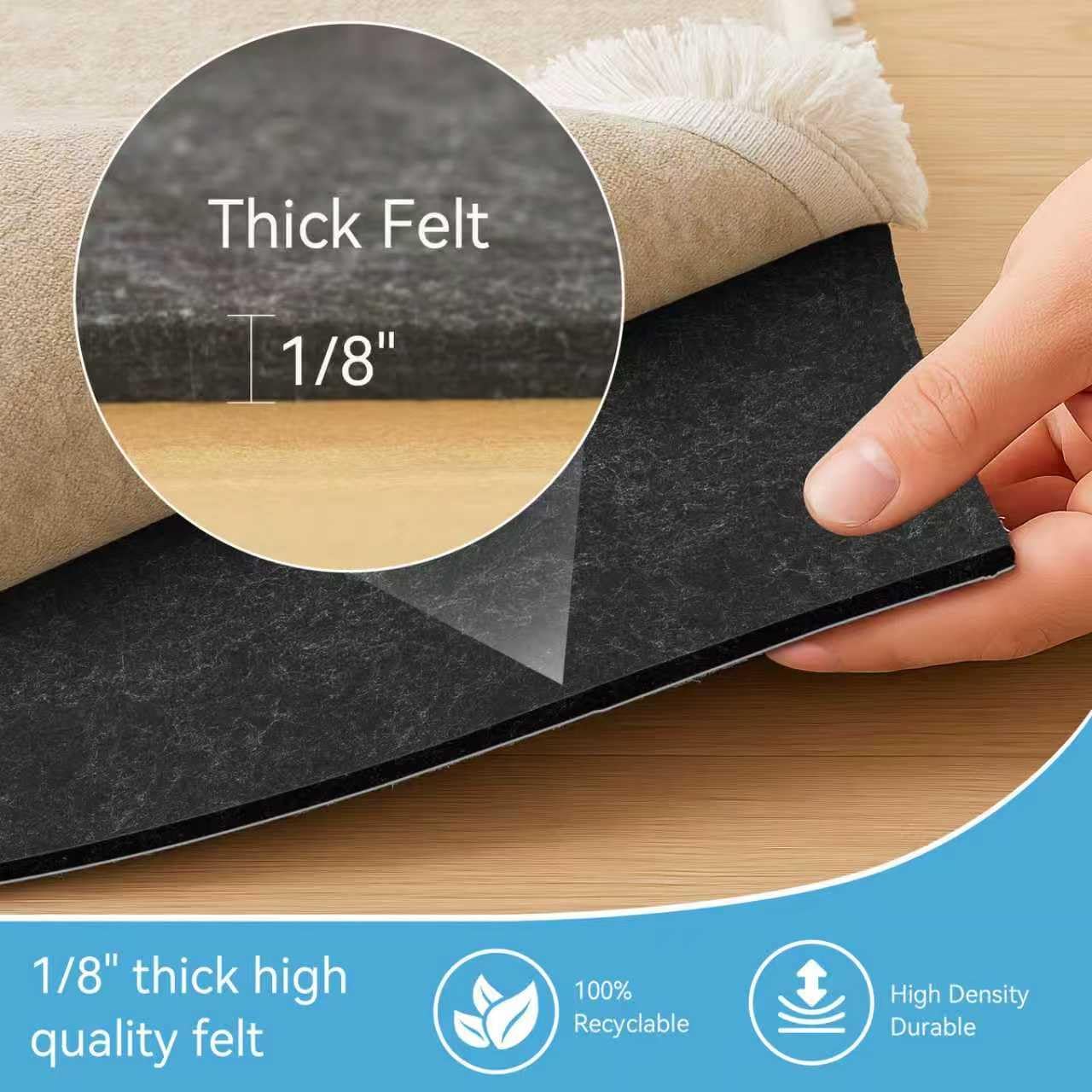 Warmstar 6x9 FT Non Slip Rug Pad,100% Waterproof Felt Rug Pad for Hardwood Floors,1/8” Thick Soft Carpet Pad with Natural Rubber Backing, Secure Grip & Floor Protection