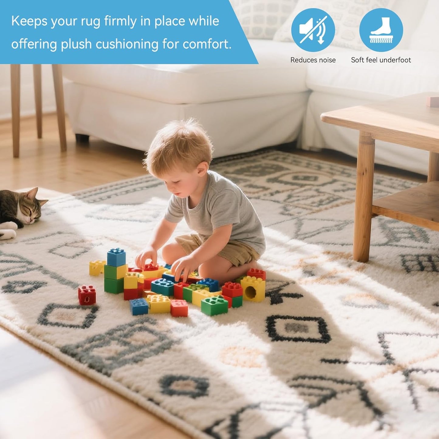 Warmstar 5x7 FT Non Slip Rug Pad,100% Waterproof Felt Rug Pad for Hardwood Floors,1/8” Thick Soft Carpet Pad with Natural Rubber Backing, Secure Grip & Floor Protection