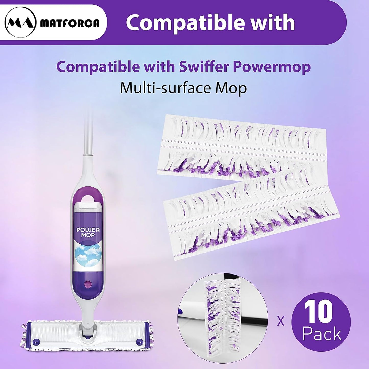 10 Pack Swiffer Power Mop Refills – Disposable Wet Mop Pads for Swiffer Power Mop, Perfect for Hardwood, Tile, and Laminate Floors, Easy-to-Use Floor Cleaning Pads Compatible with Swiffer WetJet