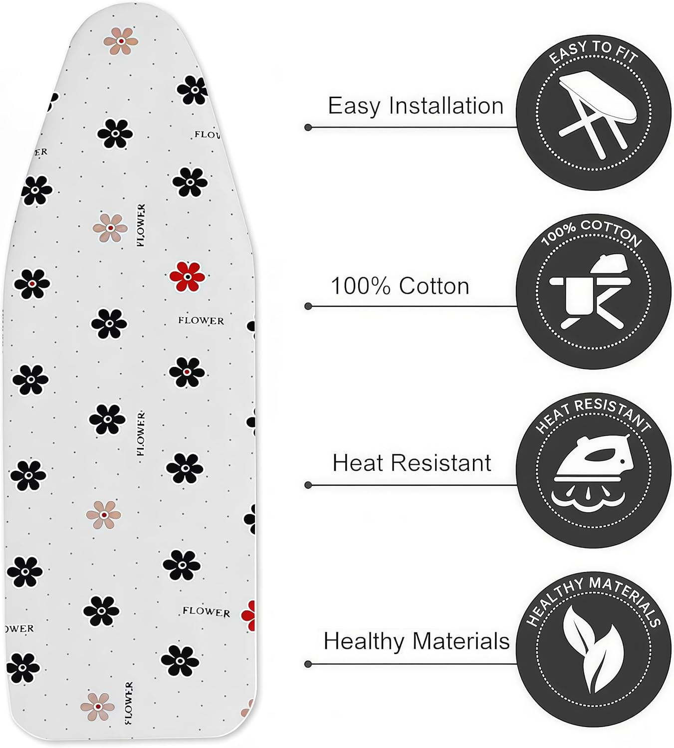 Ironing Board Cover with Two 5MM Thick Feltpads,13"x43"Heat Resistant Replacement Ironing Board Cover and Pad,Fits Standard Ironing Boards,Durability and Easy to Install